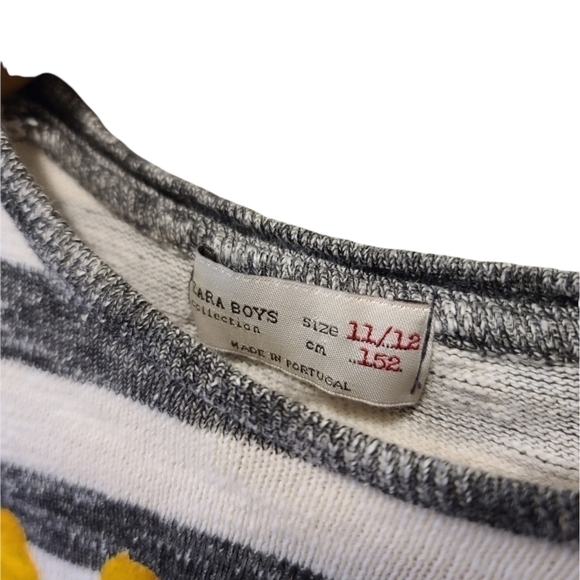 𝅺zara Boys Collection long sleeve crew neck t-shirt Stripes Size 11/12 - Picture 4 of 4